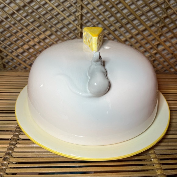 Vintage Kitchen Vintage Large Ceramic Mouse Cheese Holder Tray